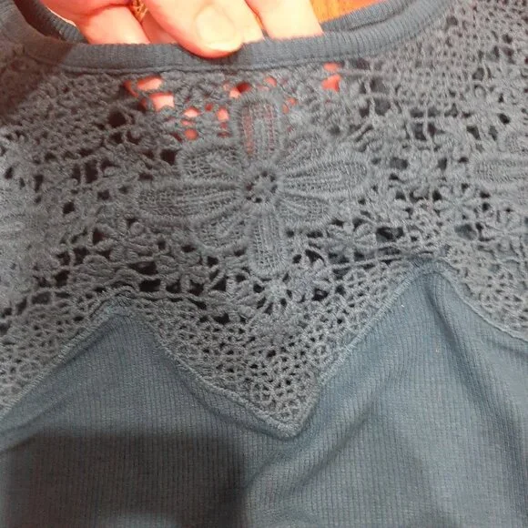 American eagle cropped ribbed crochet boho top - Picture 4 of 9